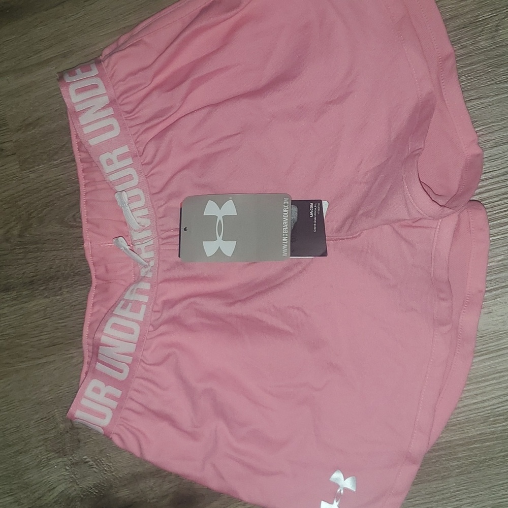 Youth size m girls pink under armour shorts